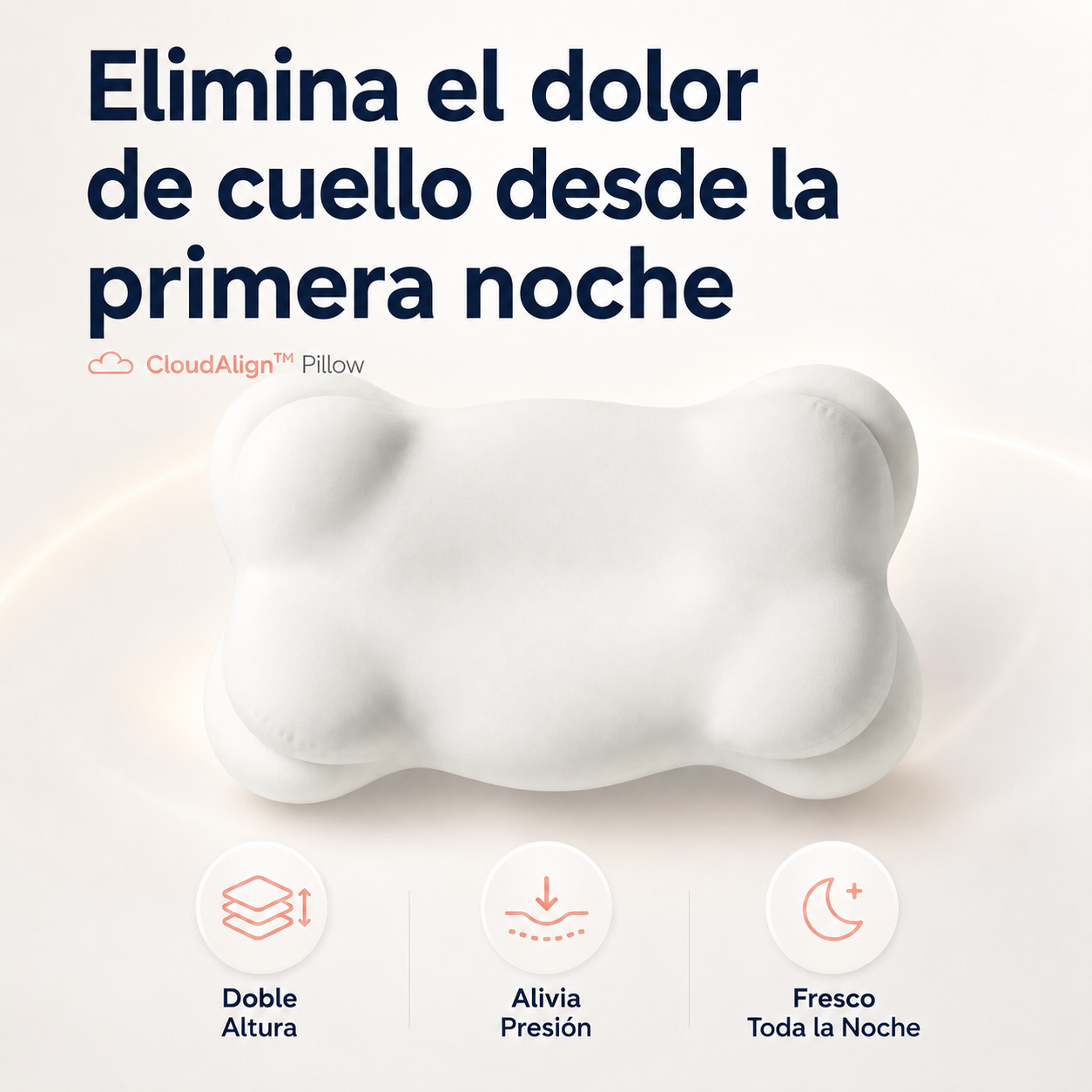 CloudAlign™ Almohada Ortopédica elimina el dolor de cuello.